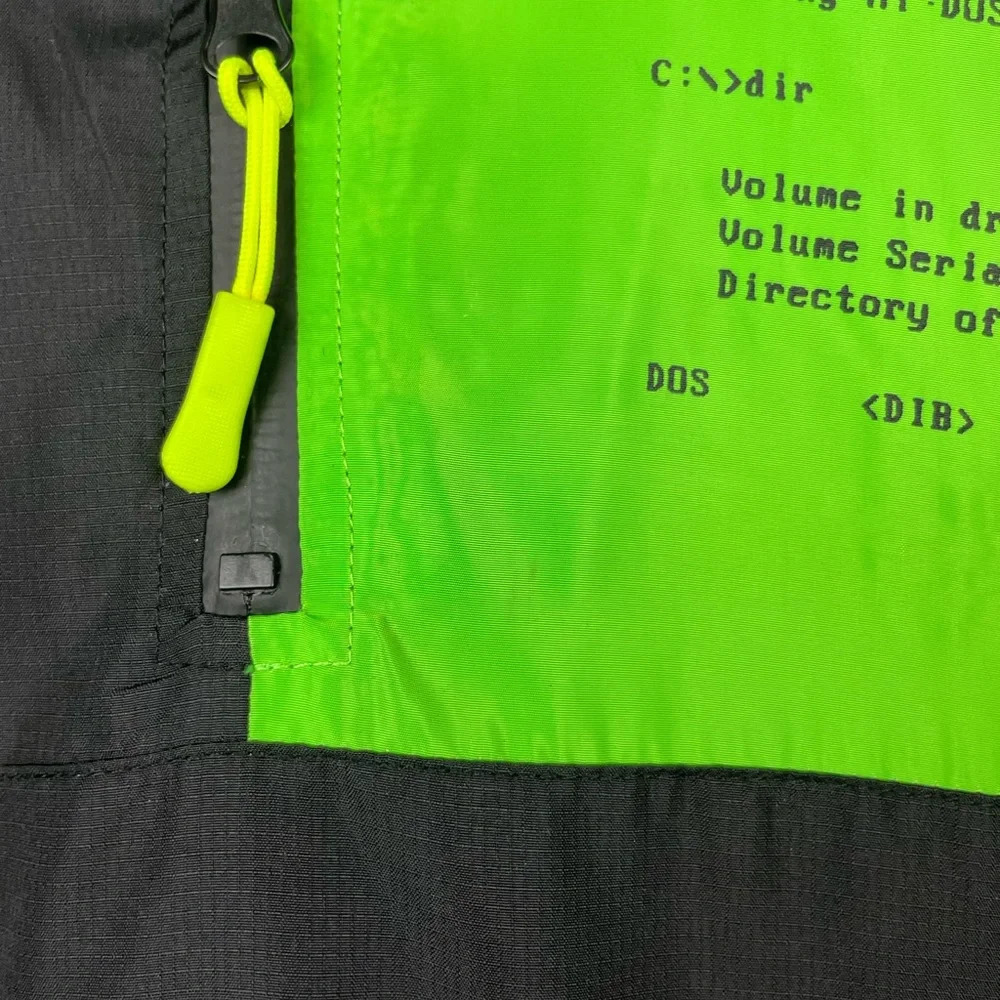 Meta Black Green‎ Coding Coder Pullover Hooded Multipocket Windbreaker Jacket - Picture 8 of 10